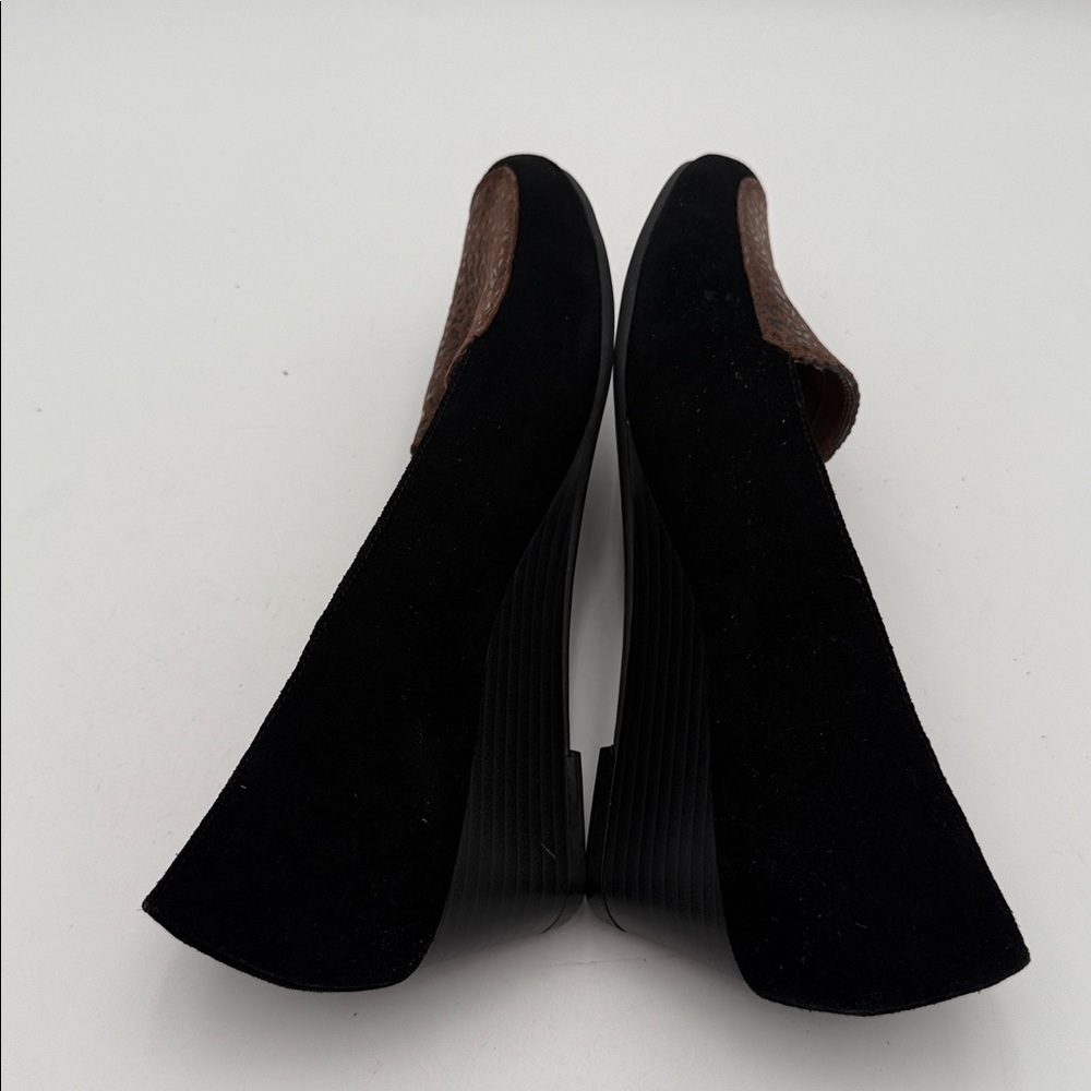 AEROSOLES Black Brown Women's wedge shoes slip on suede office casual retro 12M - Picture 7 of 12